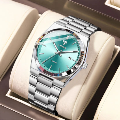Nexovora™ Azure Prestige Quartz Watch – Blue Dial Stainless Steel Edition