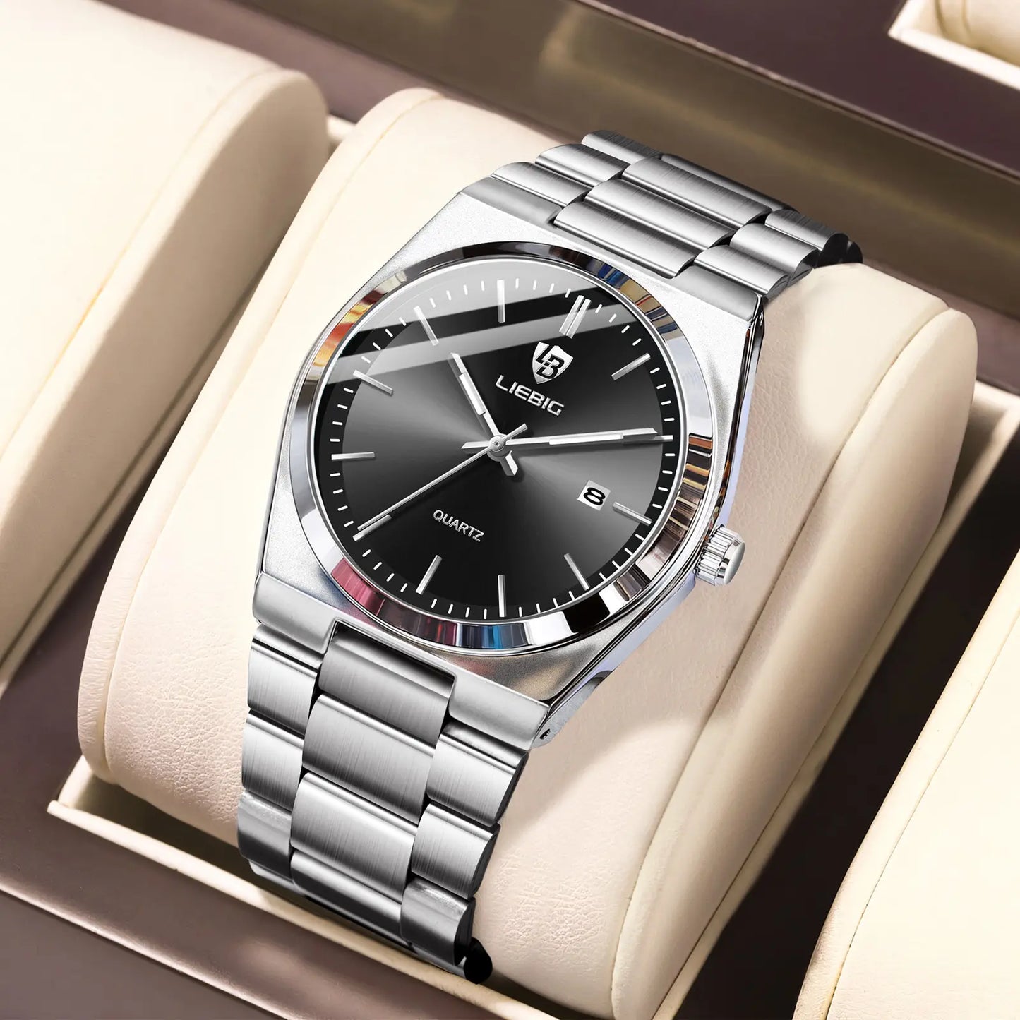 Nexovora™ Azure Prestige Quartz Watch – Blue Dial Stainless Steel Edition