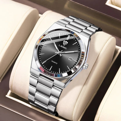 Nexovora™ Azure Prestige Quartz Watch – Blue Dial Stainless Steel Edition