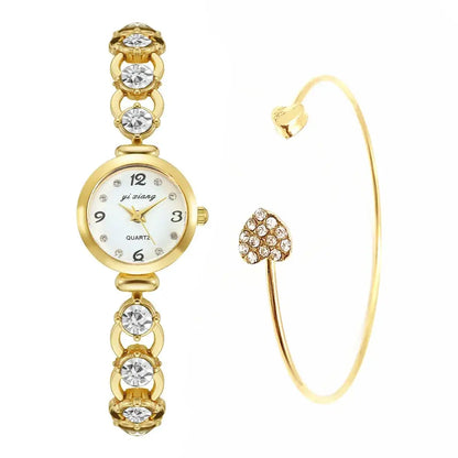 Nexovora™ Aurora Luxe Diamond Quartz Watch – Gold & Silver Bracelet Edition for Women