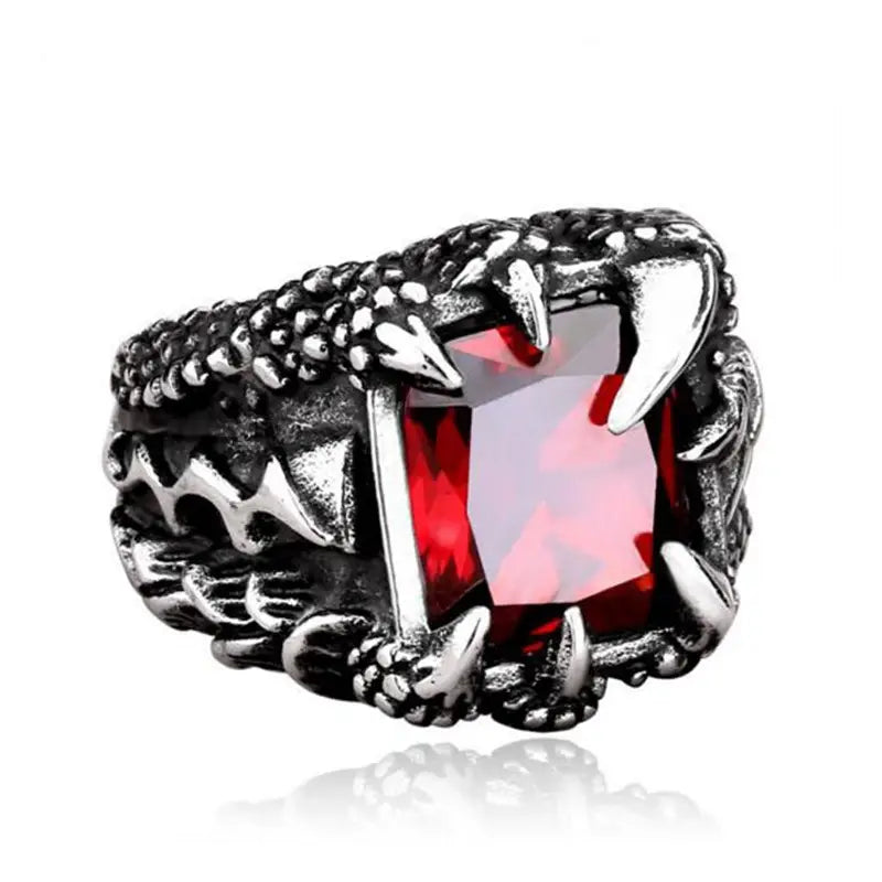 Nexovora™ Dragon Claw Titanium Ring – Sapphire Blue Stone Edition