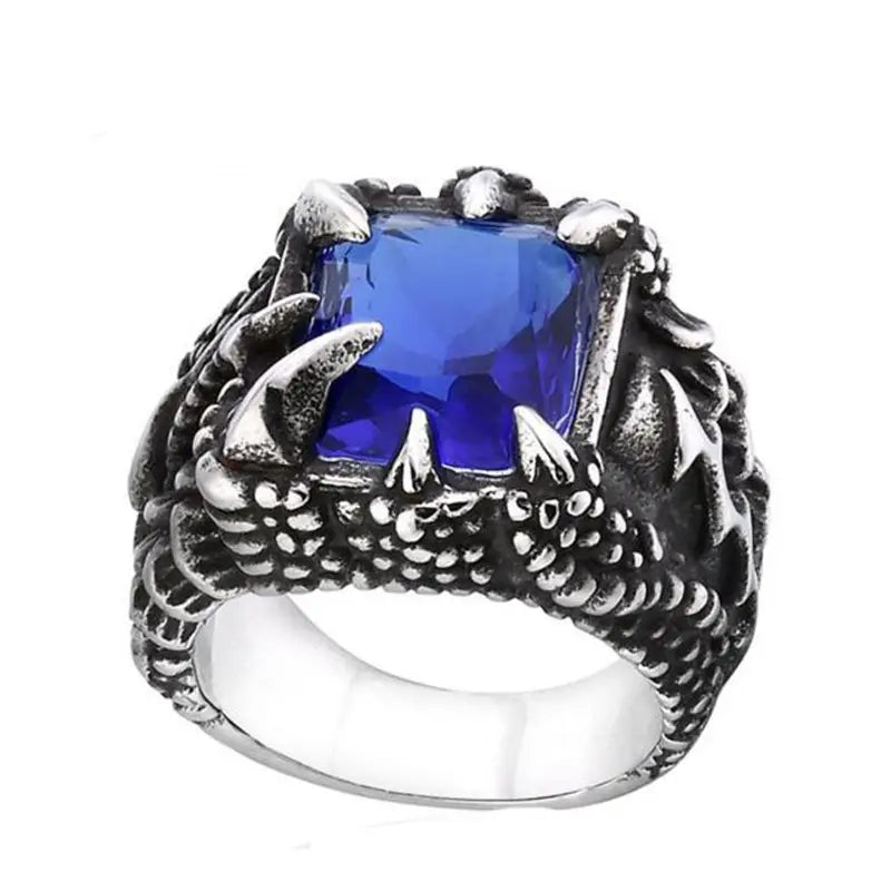 Nexovora™ Dragon Claw Titanium Ring – Sapphire Blue Stone Edition