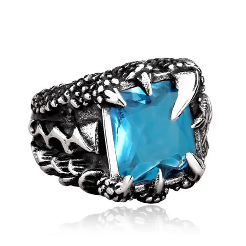 Nexovora™ Dragon Claw Titanium Ring – Sapphire Blue Stone Edition